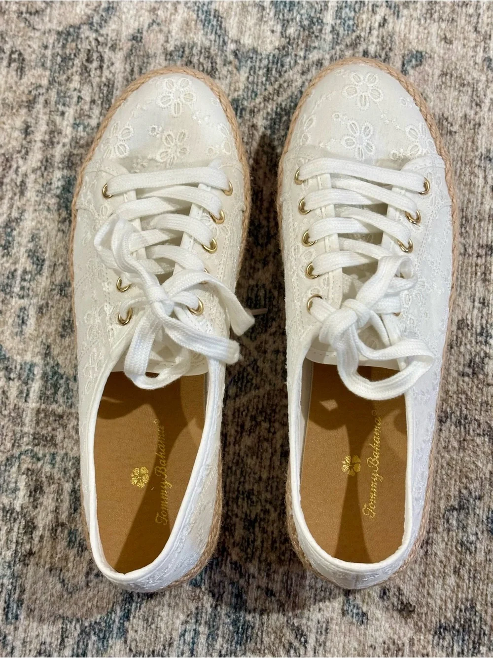 Tommy Bahama White/cream Floral Lace Espadrille Sneakers